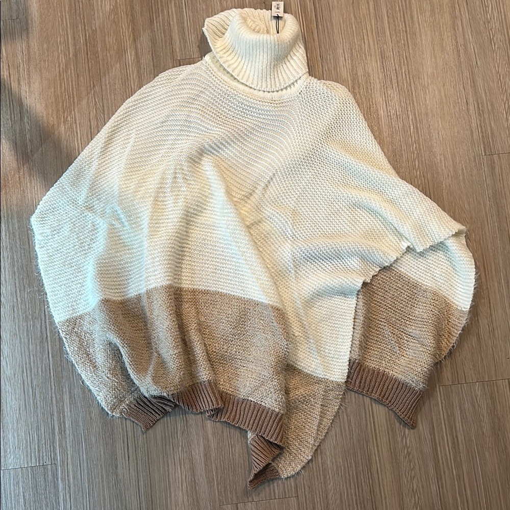 Two-Tone Turtleneck Sweater